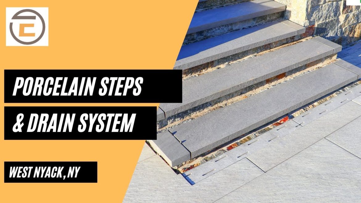 Porcelain Steps and Drainage System - Backyard Makeover, Landscaping Ideas, Pool Coping