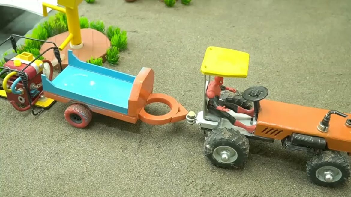 DIY tractor how to make Fish Pond and garden design | DIY cow shed by woodwork | mini hand1 pump #