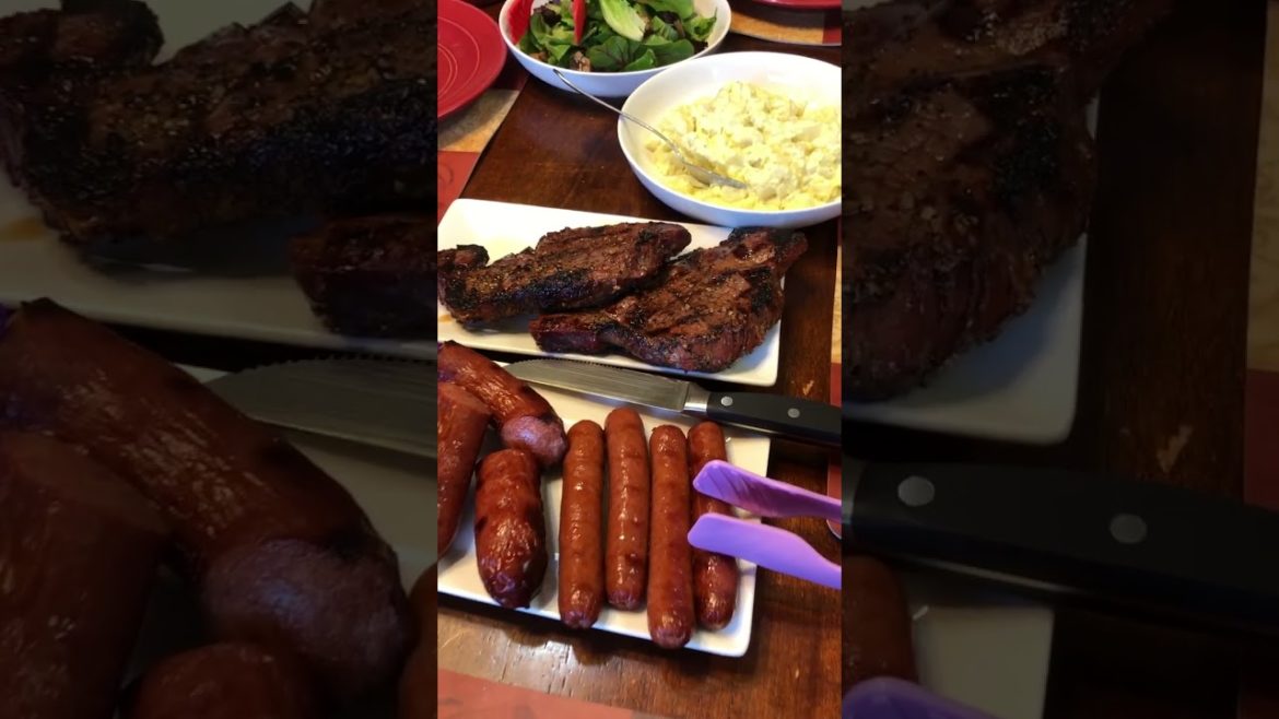 Mixed Grill | Strip Steaks, Beef Kielbasa and Beef Hot Dogs | #Shorts