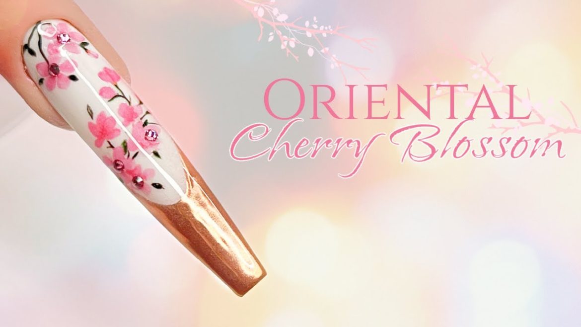 Oriental Cherry Blossom Nail Art Design Oriental Cherry Blossom Nail Art Design