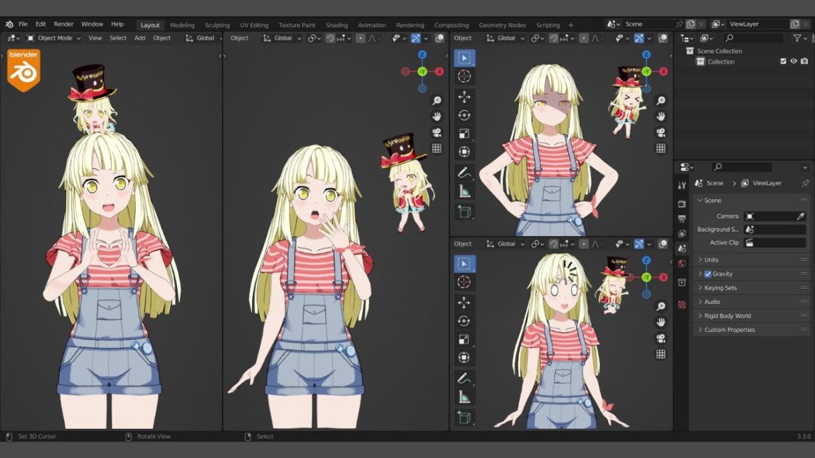 How to make Anime girl in Blender 3.3 -【Timelapse】 How to make Anime girl in Blender 3.3 -【Timelapse】