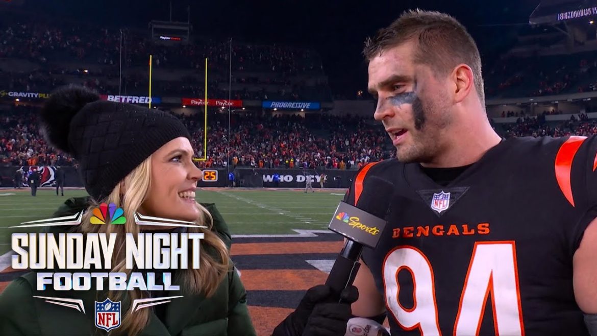 Sam Hubbard walks through 98-yard fumble-return TD to beat Ravens | SNF | NFL on NBC Sam Hubbard walks through 98-yard fumble-return TD to beat Ravens | SNF | NFL on NBC