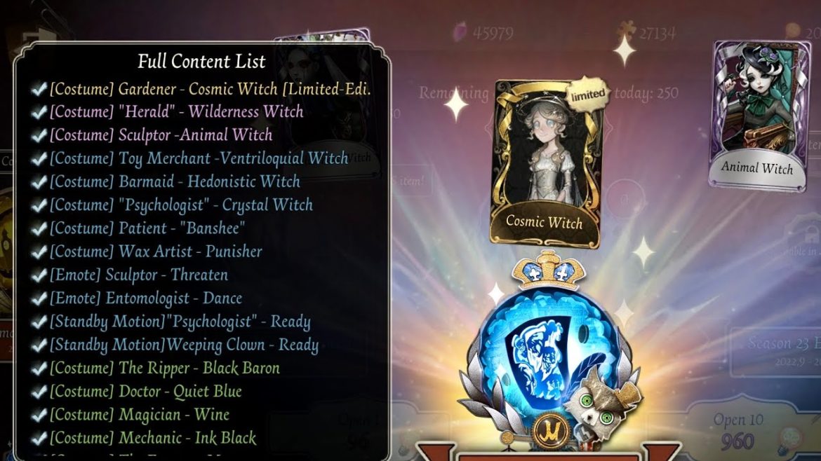 Identity V | OPENING ALMOST 200 ESSENCES TO GET THE NEW GARDENER LIMITED COSTUME!