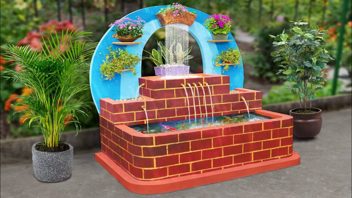 Renew your garden with amazing crescent waterfall aquarium | Garden decor
