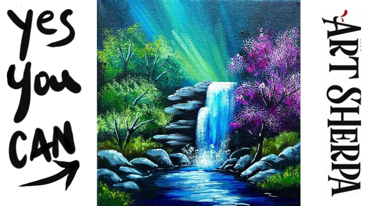 EASY Waterfall landscape ππ¨ How to paint acrylics for beginners: Paint Night at Home EASY Waterfall landscape ππ¨ How to paint acrylics for beginners: Paint Night at Home