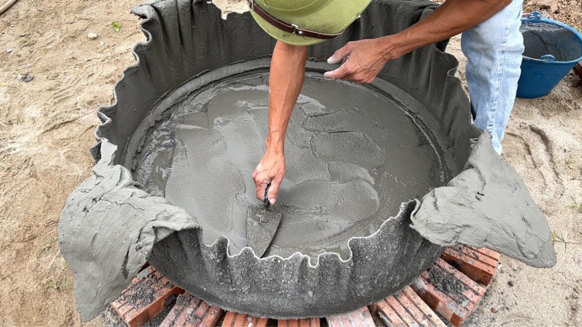 Details Of Making Aquarium, Flower pots with Cement and Fabric, Garden Design and Decoration Project