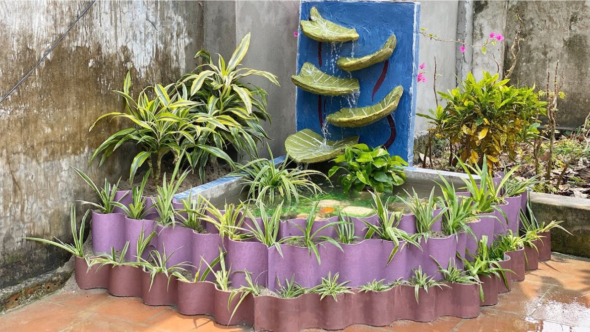 Amazing .Garden Ideas From Cement Roofing Sheets / build your own waterfall aquarium