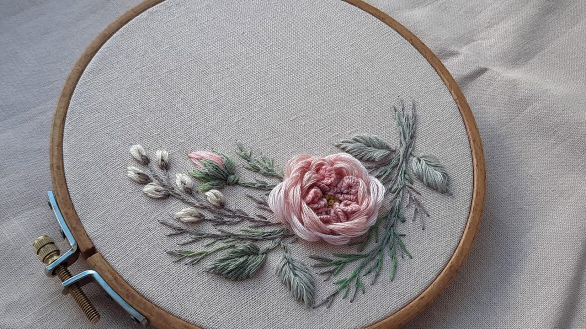 Garden Rose Hand Embroidery for bedinners New Design Rose Garden Rose Hand Embroidery for bedinners New Design Rose