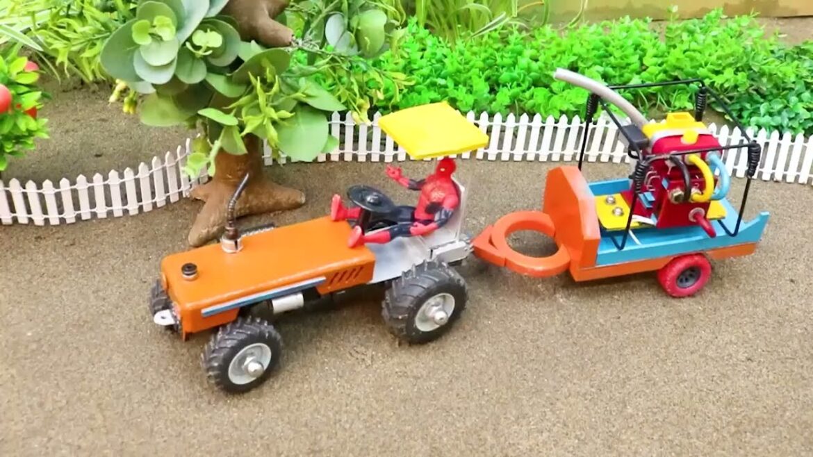 DIY tractor how to make FISH POND and GARDEN DESIGN   DIY cow shed by woodwork   mini hand pump #5