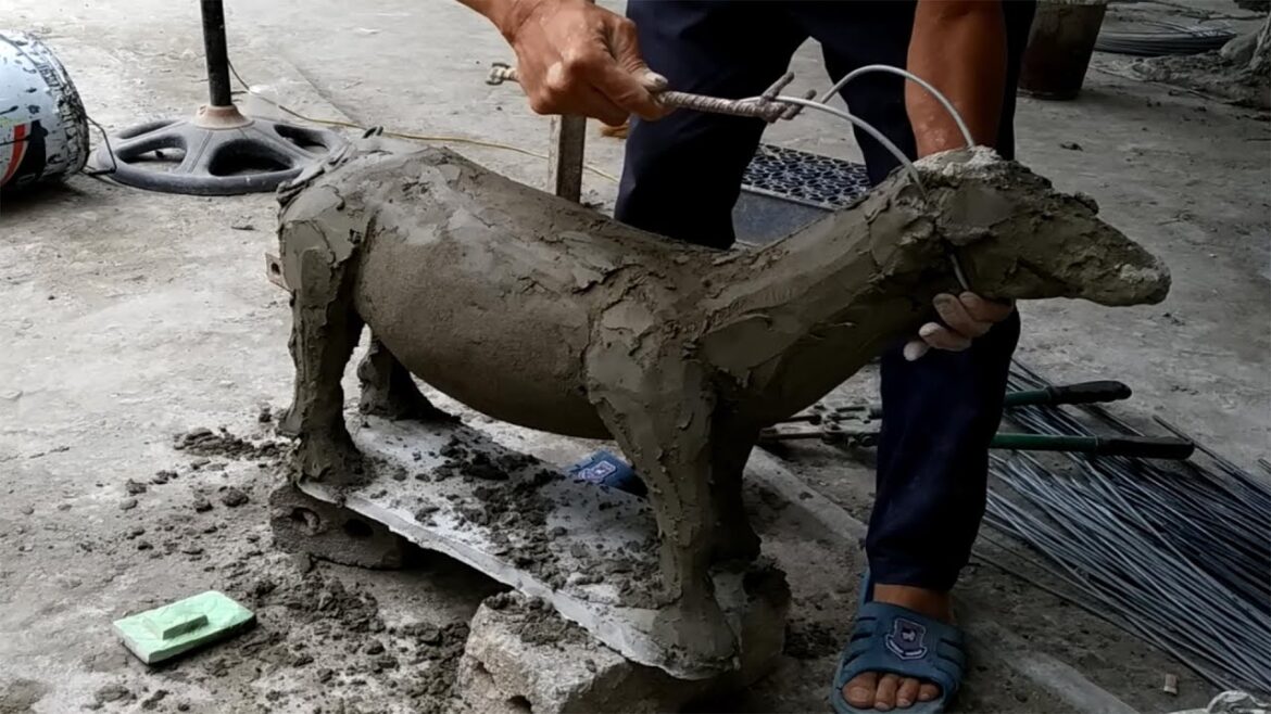 Garden statue design with creative cement materials - Amazing work skills