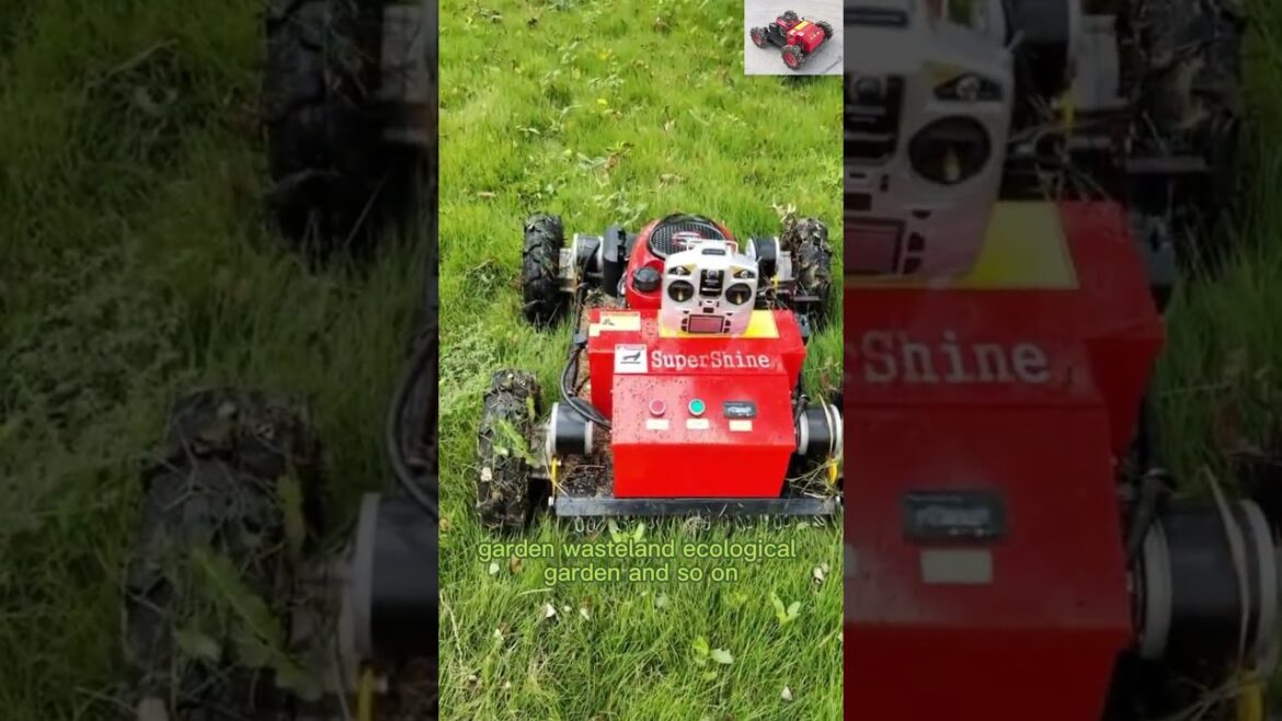 Buy single-cylinder four-stroke all terrain one-button start remote mower on tracks on Alibaba