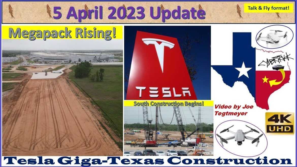 Pier Drilling, Entrance Trees, Megapack Site Deliveries! 5 April 2023 Giga Texas Updates (08:45AM)