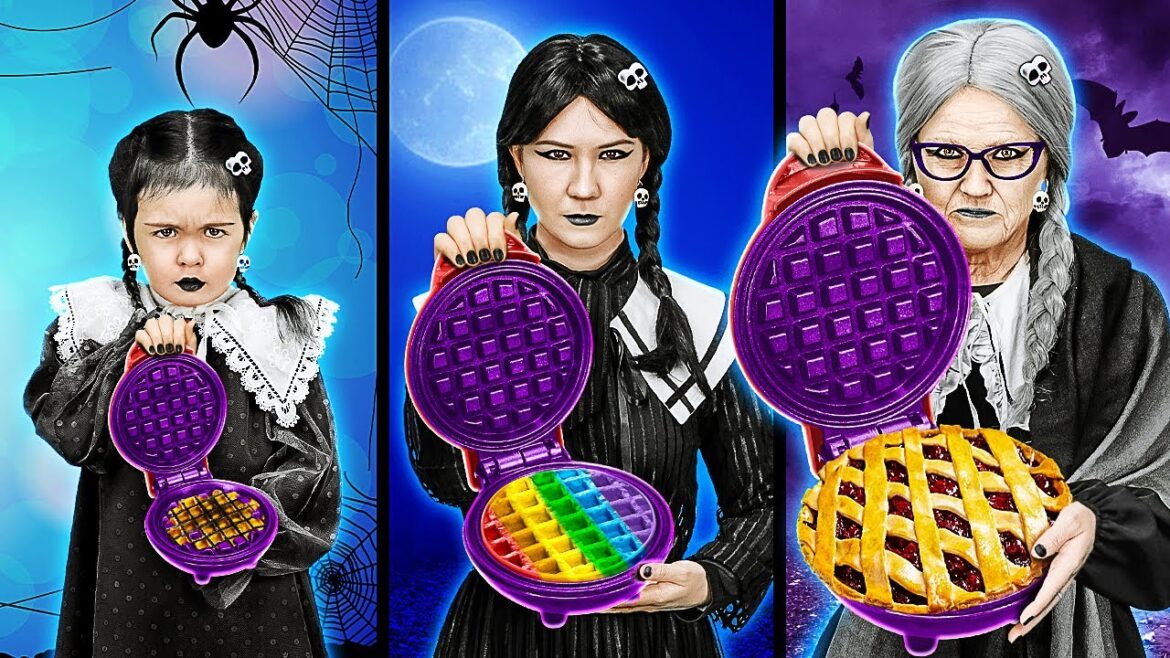 WEDNESDAY VS GRANDMA COOKING CHALLENGE || Secret Kitchen Tools! Parenting Hacks By 123 GO! TRENDS