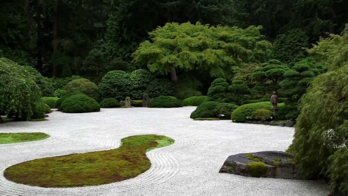 Raking the Flat Garden for O-Tsukimi, Moonviewing