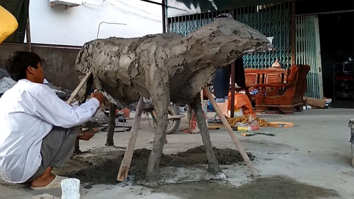 DIY creative garden design techniques with cement materials - Craft rendering