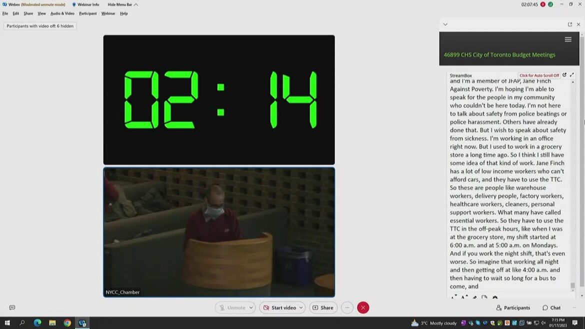 Budget Subcommittee at North York Civic Centre 6:00 PM - January 17, 2023