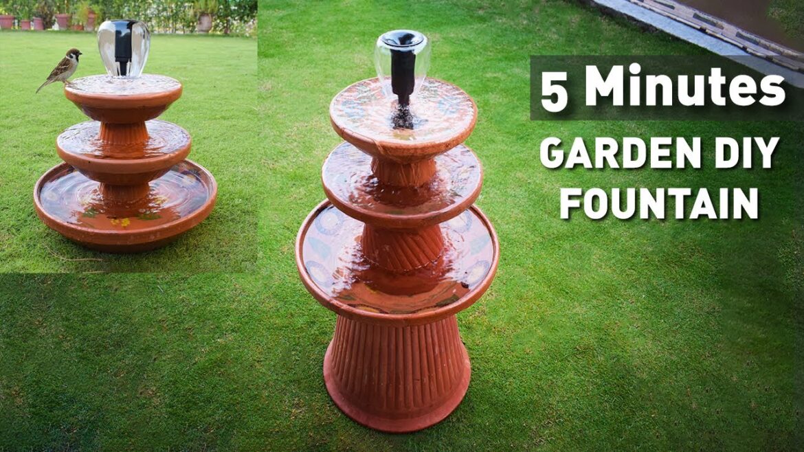 Easy Garden DIY fountain in 5 minutes | Birds Bath Fountain | Garden Ideas Easy Garden DIY fountain in 5 minutes | Birds Bath Fountain | Garden Ideas