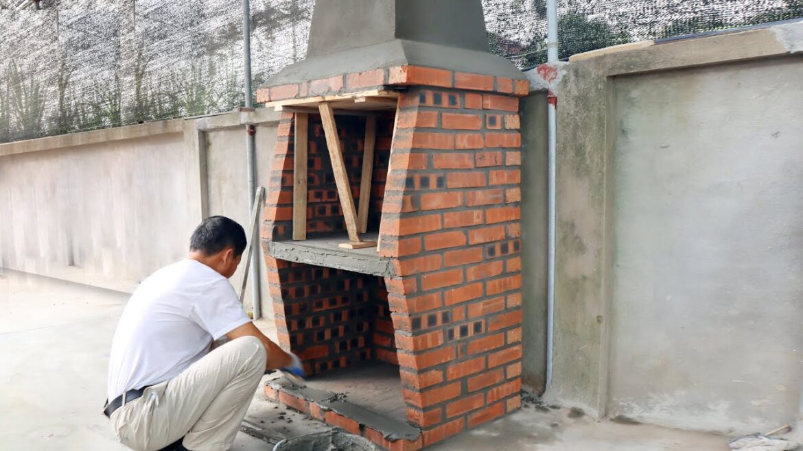Build a beautiful outdoor barbecue. Creative cement works