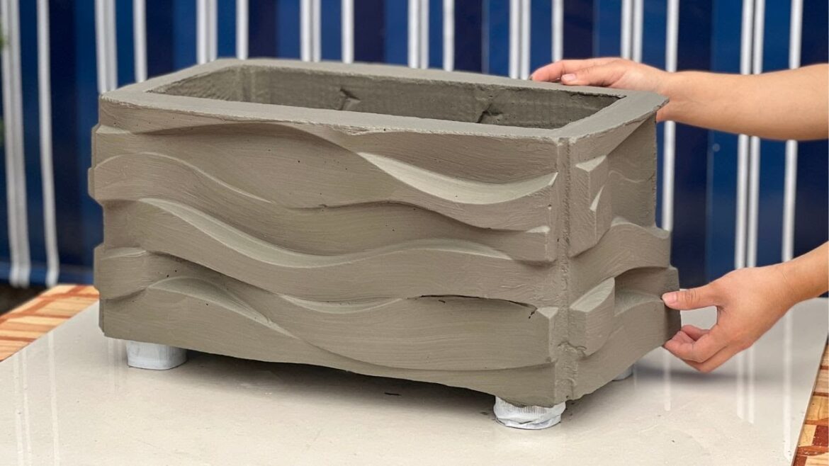 Unique Creation Cement Pots Make From 3D Plastic Molds - Garden Design