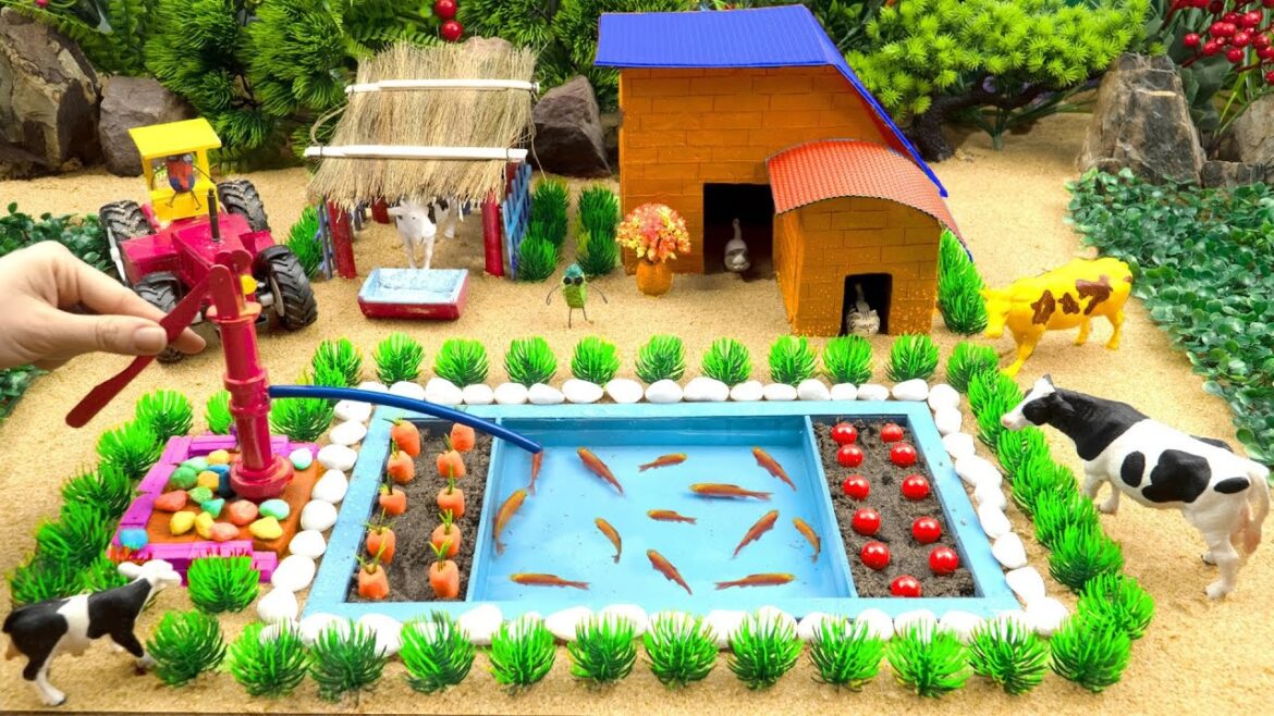 DIY mini Farm Diorama with mini house for cow |How to supply water for garden of carrot ,cherry #102 DIY mini Farm Diorama with mini house for cow |How to supply water for garden of carrot ,cherry #102