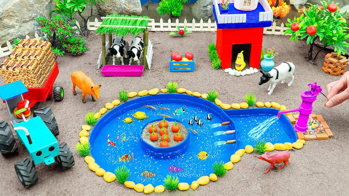 DIY miniature farm with fish pond | Diy house cow, barn animals | Supply Water to grow Carot garden DIY miniature farm with fish pond | Diy house cow, barn animals | Supply Water to grow Carot garden