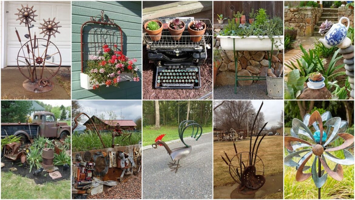 50+ Latest Rusty Garden Junk Art Ideas! Vintage Garden Decoration Ideas