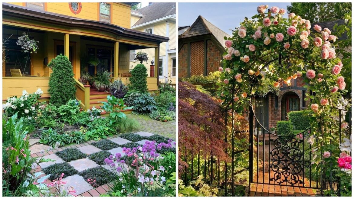 Flowers, flower beds, and flower gardens in the front yard in front of the house!