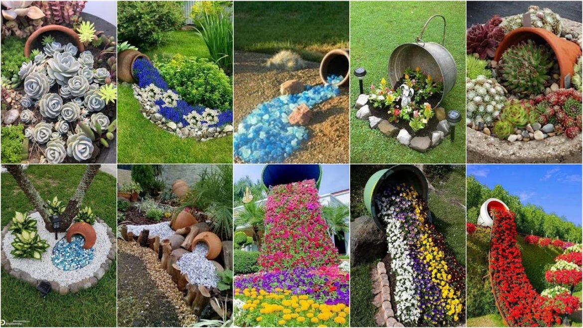 50+ Best Garden Decorating Ideas | Spilled Flower Pot Ideas to Brighten Up Your Garden Landscape