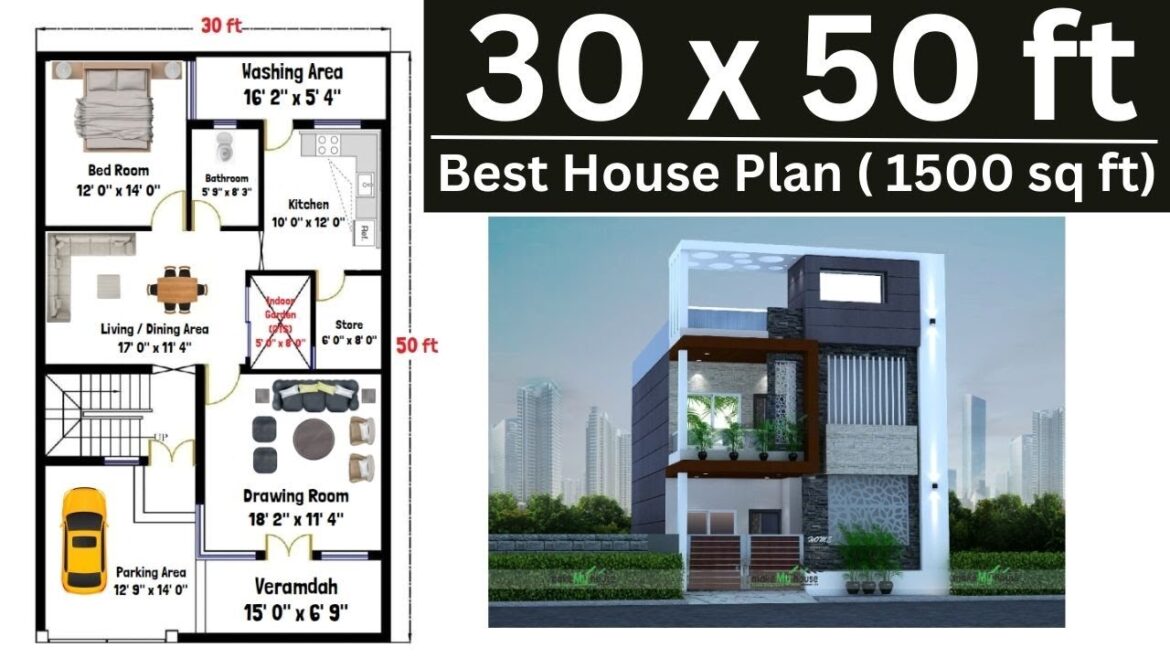 30x50 House Plan | 30x50 House Design | 30x50 House Plan With Garden | 30x50 East facing House Plan