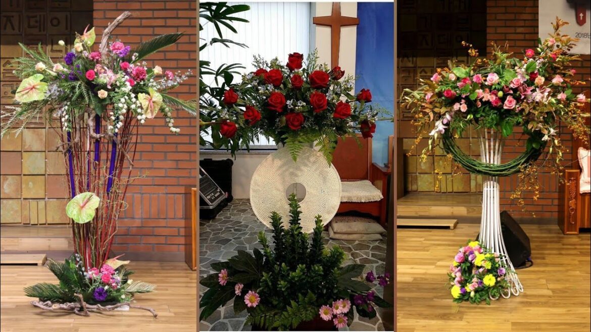 modern Church fresh flower arrangement and decoration ideas