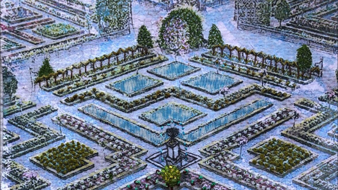 #roxysjournalofstitchery fountain and pond prompt for down the garden path #roxycreations Monet