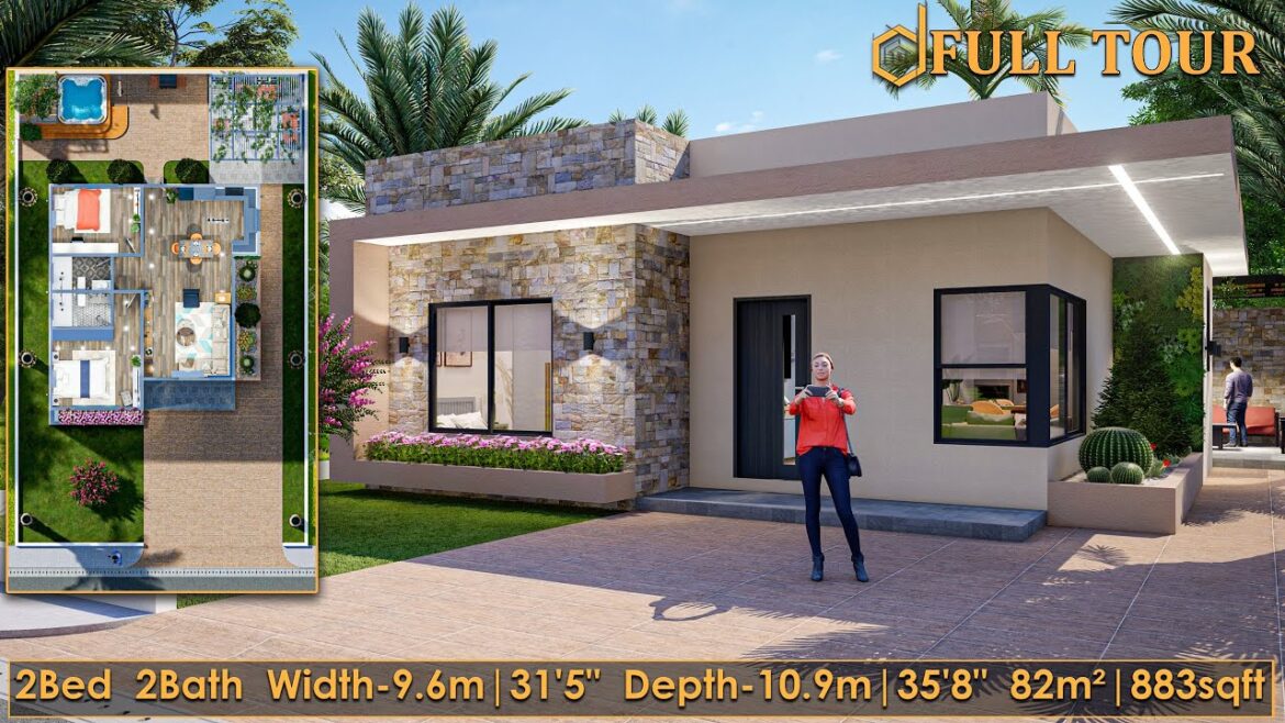 Stunning House Tour | A 2-Bedroom Small Modern House Design with an Amazing Backyard