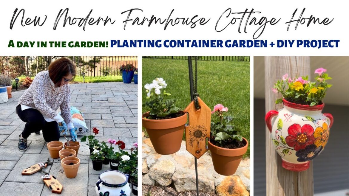 SPRING CONTAINER GARDENING + DIY PAINTING GARDEN PROJECT | A DAY IN THE COTTAGE GARDEN | DECOR IDEAS