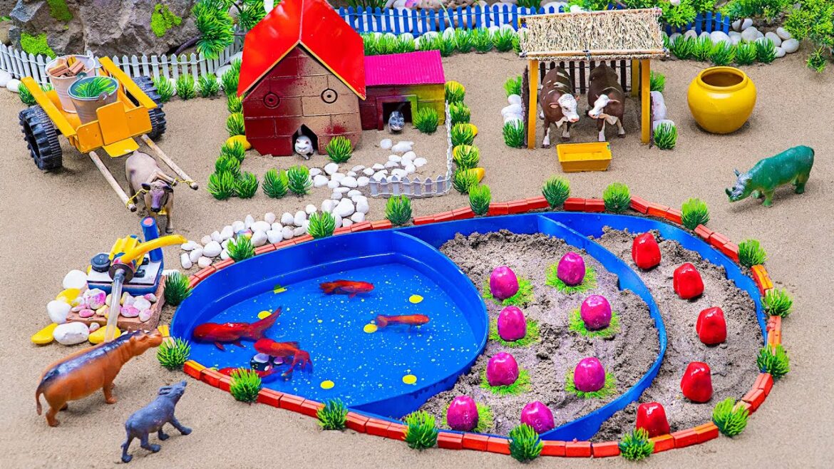 DIY mini Farm Diorama with EGG SHAPED fish pond vs Apple Garden | Cow shed | Supply Water for Animal DIY mini Farm Diorama with EGG SHAPED fish pond vs Apple Garden | Cow shed | Supply Water for Animal