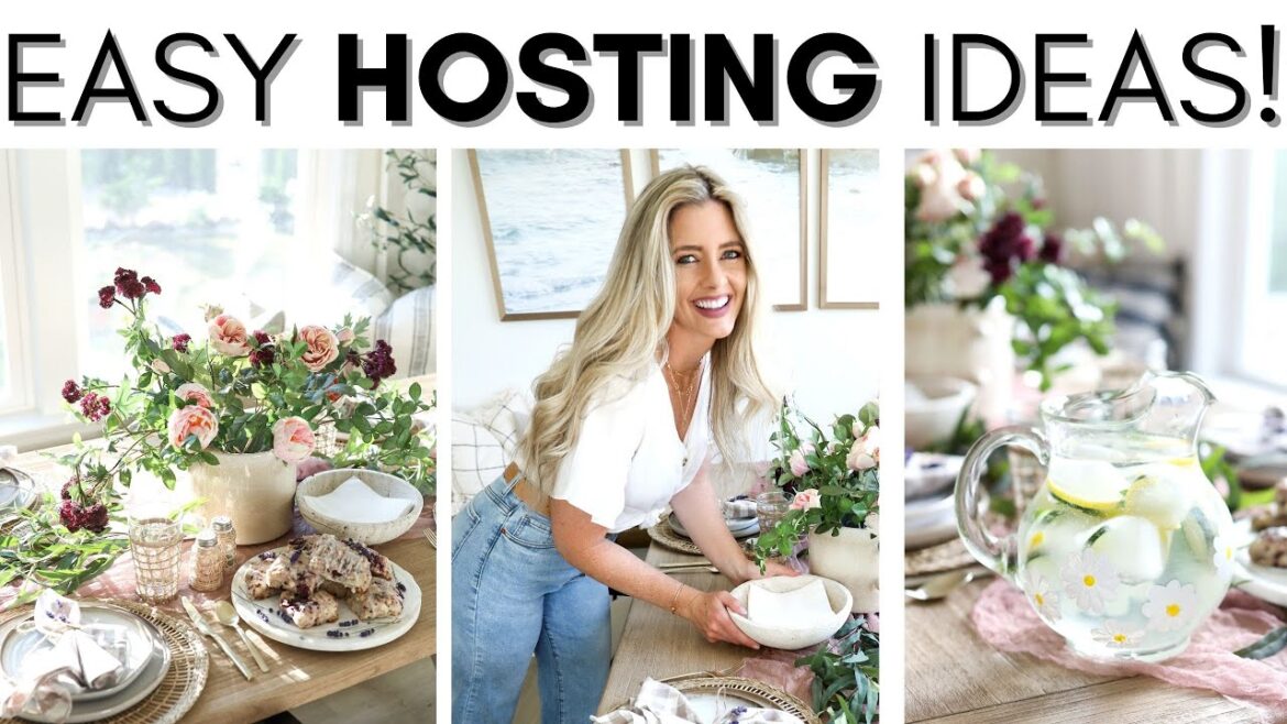 EASY HOSTING IDEAS! || SPRING TABLESCAPE || DIY FLORAL PITCHER || BAKING SCONES || SPRING DECOR