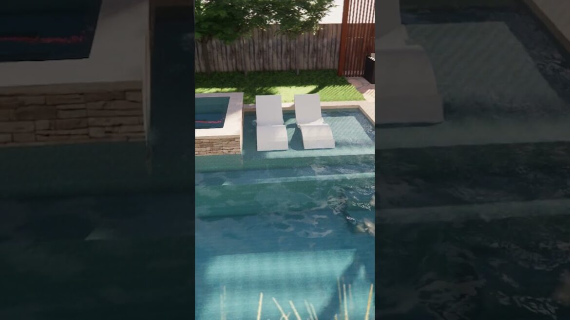 Small backyard design #backyard #swimmingpool #outdoorliving #landscape #3drender #patio #shorts