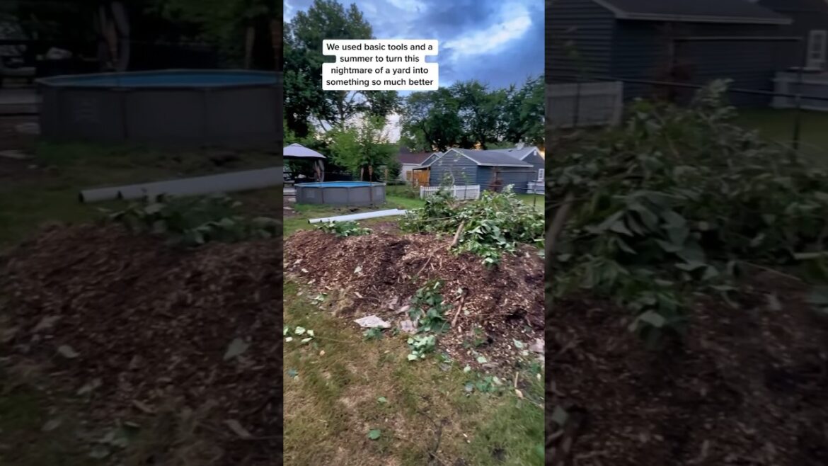 Backyard Transformation #backyard #makeover #diy #pool #budget #landscaping #summer #ideas #yardwork