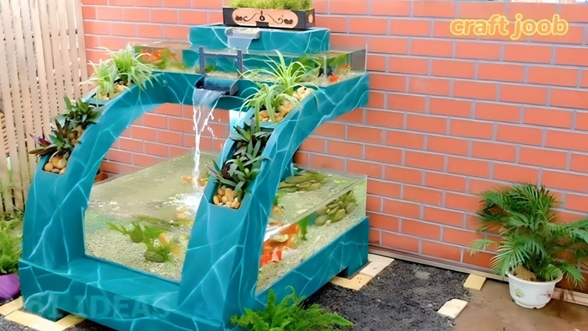 how to transform your garden into sweet space with beautiful waterfall aquarium