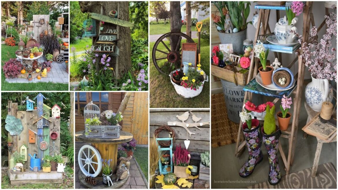 120+ Rustic Garden Decorating Ideas! Vintage Garden Ideas