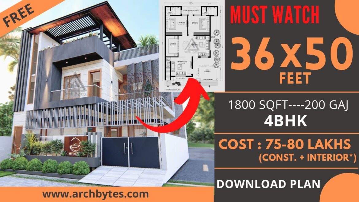 36×50 House Design-Amazing 4BHK | 11X15 Meters | 200 Gaj | Terrace Garden| 3D Floor Plan | ArchBytes 36x50 House Design-Amazing 4BHK | 11X15 Meters | 200 Gaj | Terrace Garden| 3D Floor Plan | ArchBytes