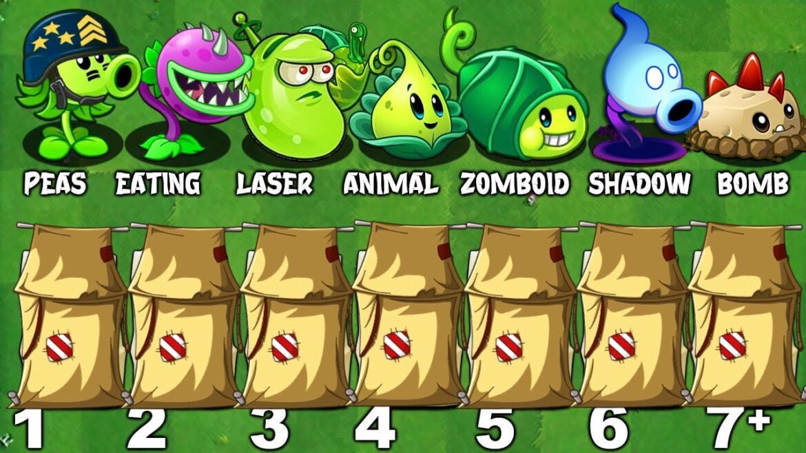 Every PEA & Other Plants POWER-UP vs 99 Imp Porter Zombies - PvZ 2 Challenge