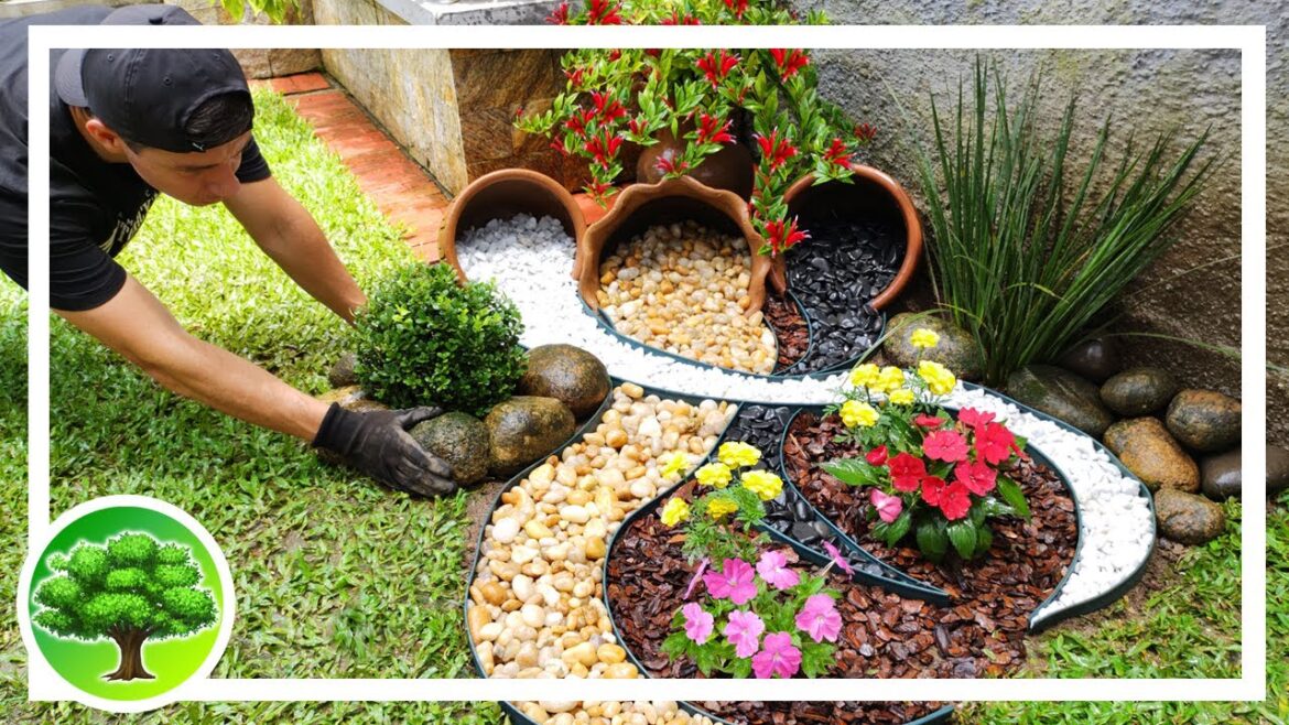Criativo canteiro de flores e pedras para decorar seu jardim / Ideias para jardim Criativo canteiro de flores e pedras para decorar seu jardim / Ideias para jardim