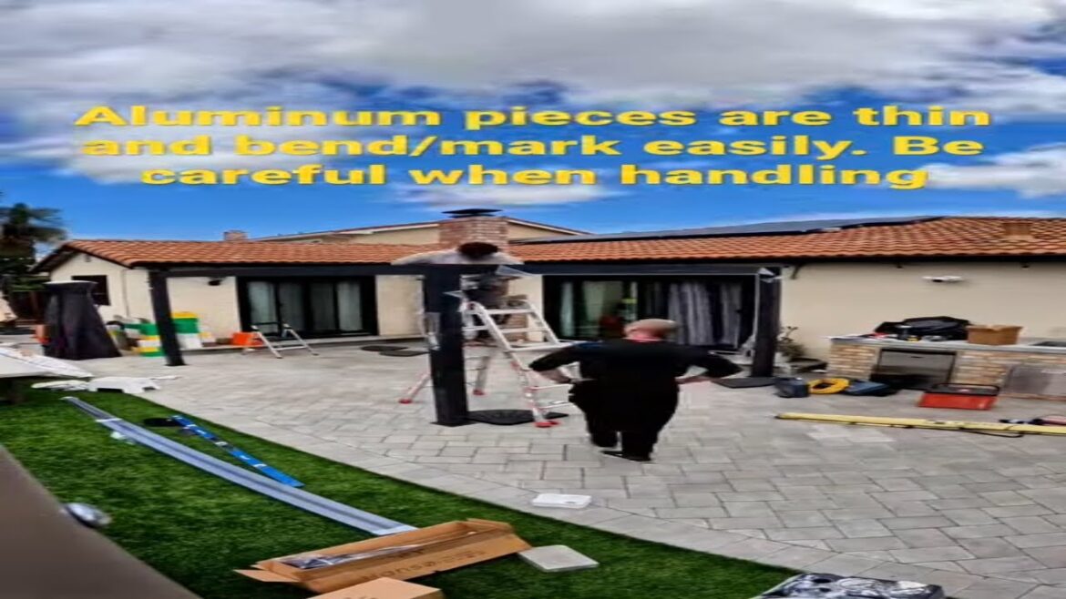 Hanso backyard pergola install #landscaping #backyardgarden #backyard #diy #pergolas #construction