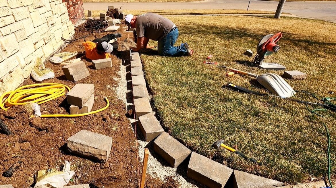 Flower Bed MAKEOVER With Retaining Wall and Irrigation Drip System