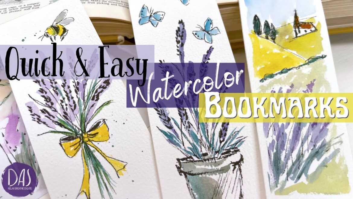 Quick and Easy Lavender Bookmark Ideas using Meeden watercolor and Tombow pen Quick and Easy Lavender Bookmark Ideas using Meeden watercolor and Tombow pen