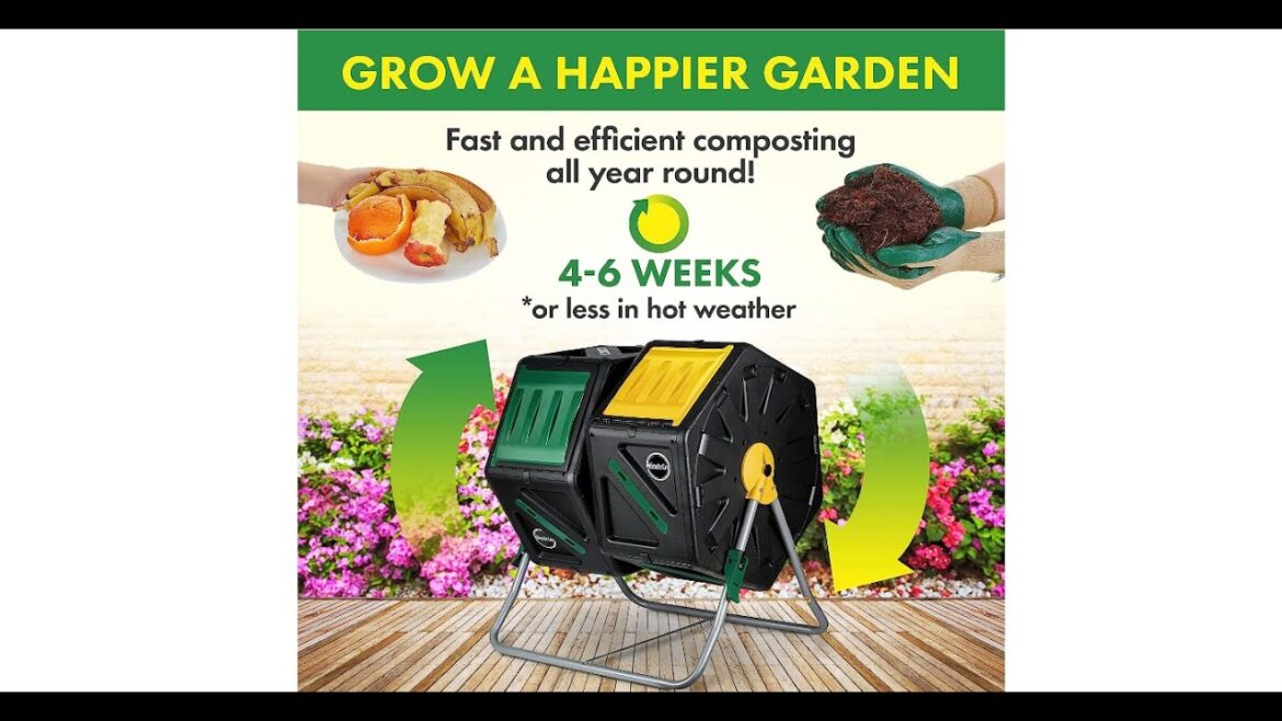 Dual Chamber Compost Tumbler  Easy Turn Fast Working System  All Season Heavy Duty High Volume Compo