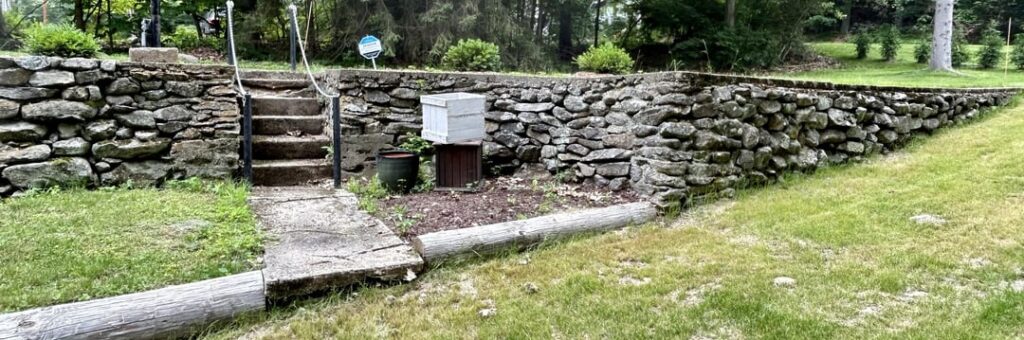 What would you do with the area in front of this stone wall in terms of landscape design?