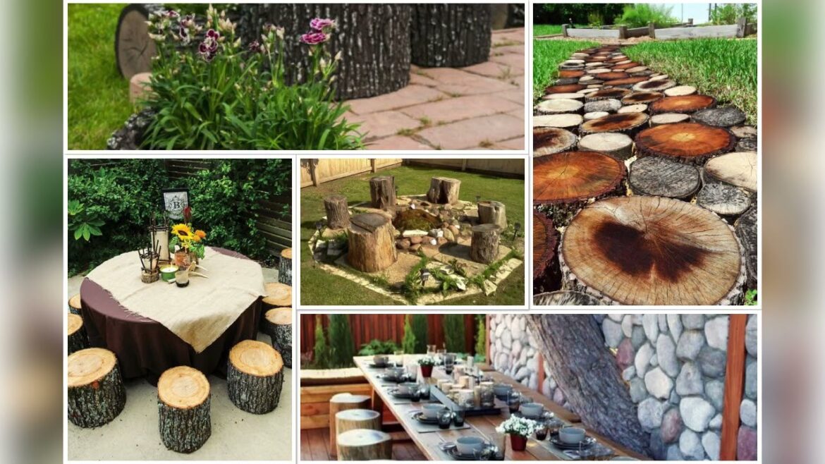 50 Awesome Tree log Idea/Garden Designs