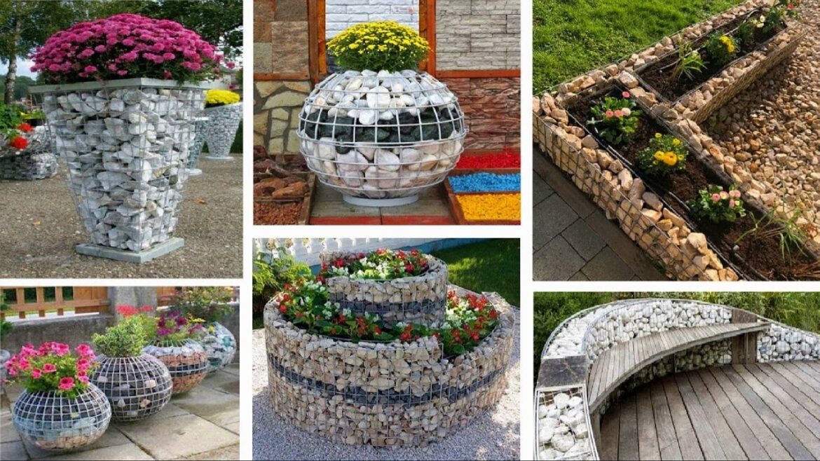 24 Brilliant Gabion Plant Stand Design Ideas for the Garden | garden ideas