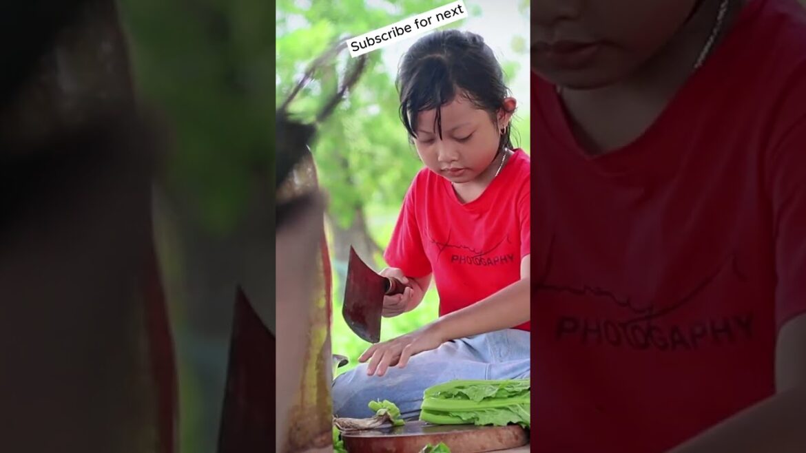 A poor girl picks vegetables in frontyard to cook food for family 7 A poor girl picks vegetables in frontyard to cook food for family 7